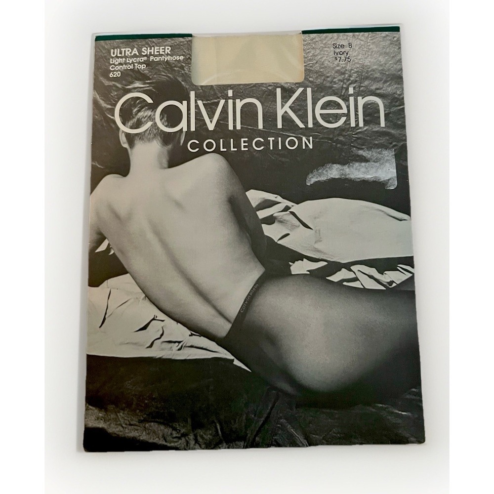 Calvin Klein Ultra Sheer Light Lycra Control Top Pantyhose Size B Sheer Ivory